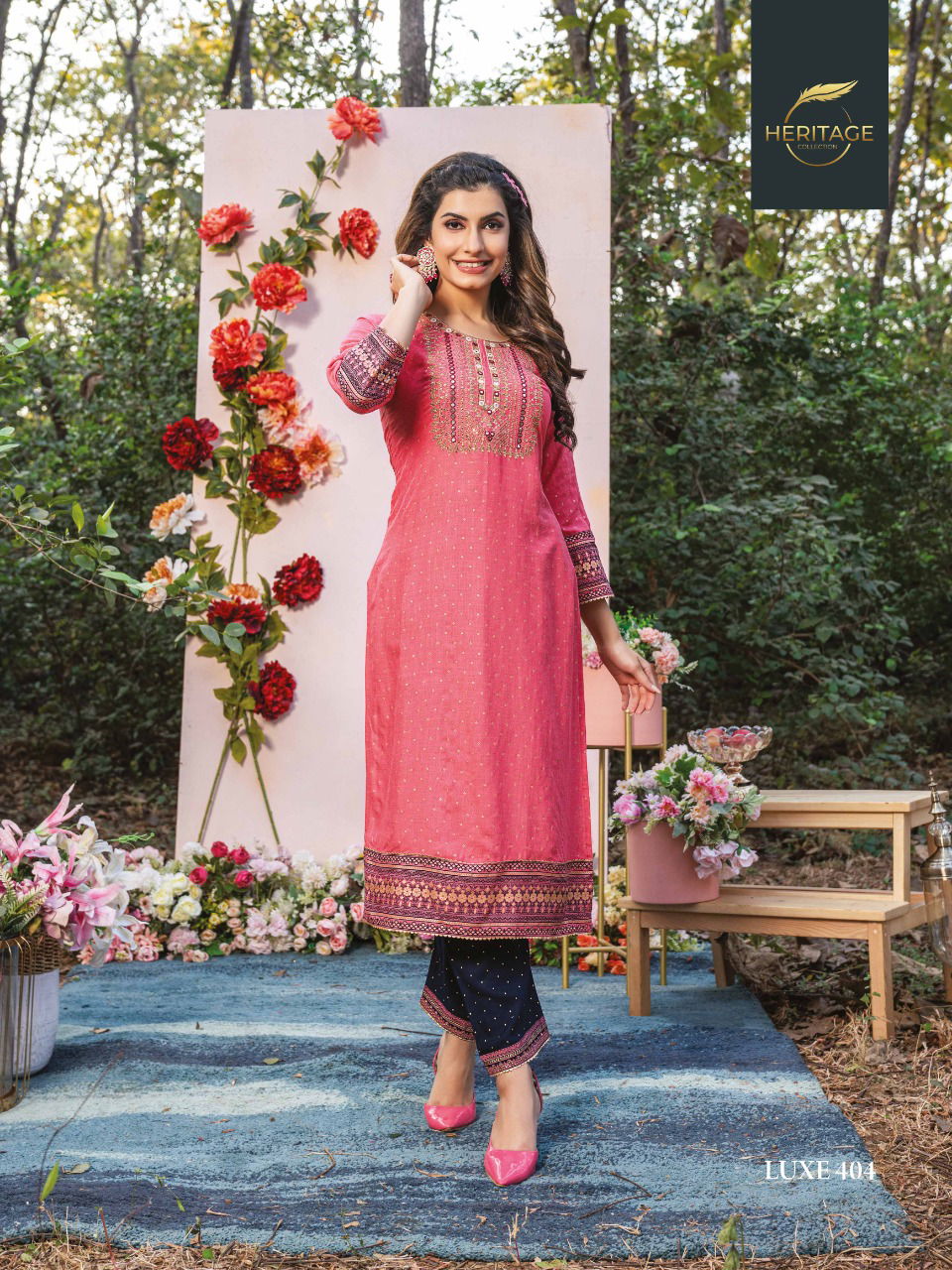 LUXE VOL 4 HERITAGE COLLECTION Rayon Function Wear Wholesale Kurti With Bottom Catalog